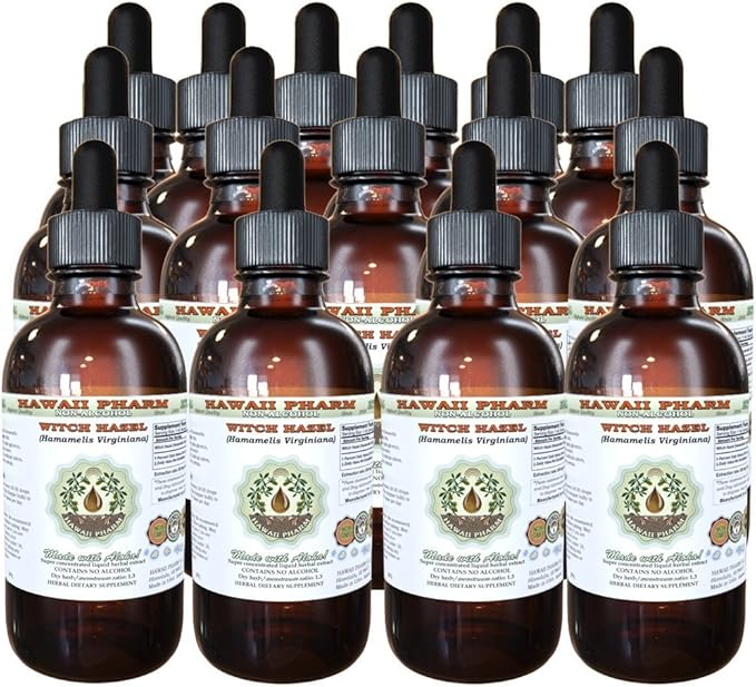 Hawaii Pharm Witch Hazel Alcohol-Free Liquid Extract, Witch Hazel (Hamamelis Virginiana) Bark Glycerite Natural Herbal Supplement, USA 15x4 fl.oz