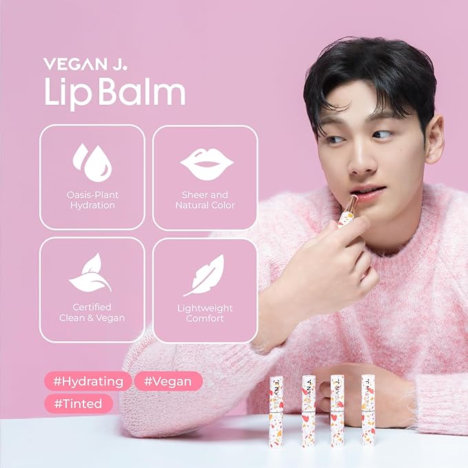 Lip Balm – Long-Lasting Hydration with Natural Color – Korean Beauty, Oasis Plant Complex, Silicone-Free, Vegan & Cruelty-Free Lip Care (003 Sunset Coral)