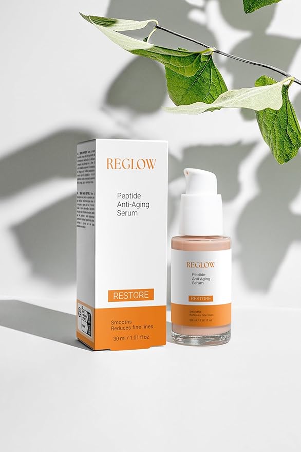 ReGlow Peptide Anti-Aging Serum – Hyaluronic Acid & Peptides for Wrinkle Reduction, Firming & Hydration – ECOCERT Natural Certified, Vegan – 30ml (1.01 fl oz)