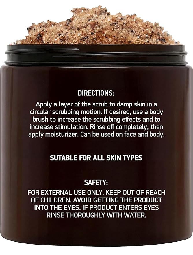 Brooklyn Botany Arabica Coffee Body Scrub - Moisturizing and Exfoliating for Body, Face, Hand, Foot - Fights Stretch Marks, Fine Lines, Wrinkles - Great Gifts for Women & Men - 10 oz