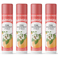 Badger Pink Grapefruit Classic Lip Balm, 100% Organic Lip Balm, Long Lasting Lip Care w/Light Silky Texture, Refreshing & Uplifting, 4 Pack