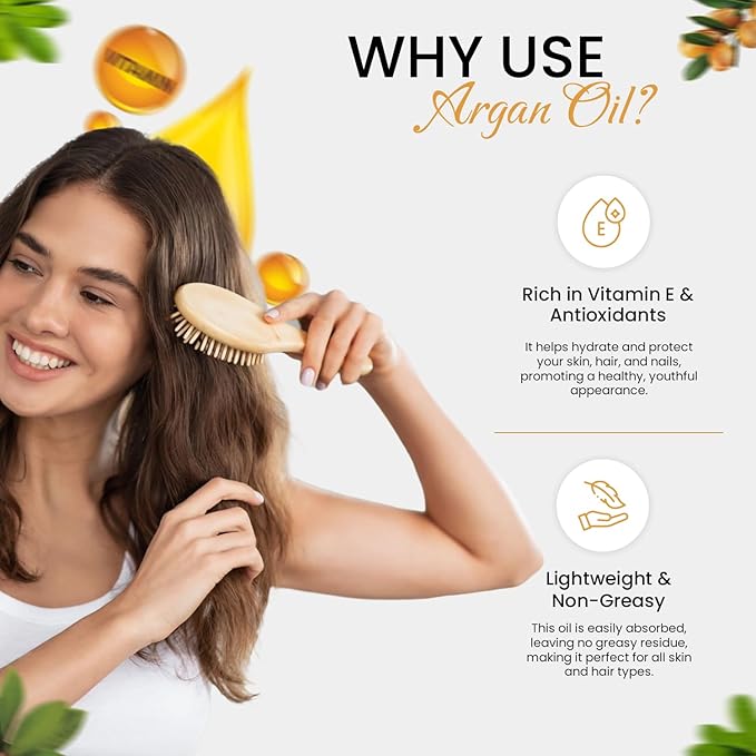 SANOOR Moroccan Argan Oil 60ml – 100% Pure & Natural, Cold-Pressed Oil for Hair Growth, Frizz Control, Skin Moisturizer, Face Glow, Beard & Nail Care – Vegan Beauty Oil for Men & Women