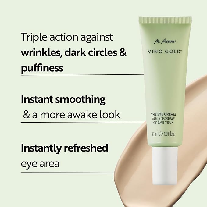 M. Asam VINO GOLD Eye Cream (30ml) – Under Eye Brightener For Dark Circles, Caffeine Skincare With Hyaluron & Antioxidants, Anti Aging Treatment For Firmer & Smoother Eye Area, Vegan & Fragrance Free
