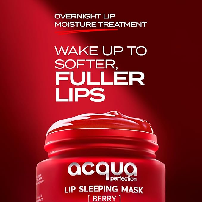 Overnight Lip Sleeping Mask - Intense Hydration & Repair with Shea, Murumuru & Coconut Oil - Antioxidant Rich Berry Lip Balm for Dry, Cracked Lips - 8 Hour Moisture Therapy