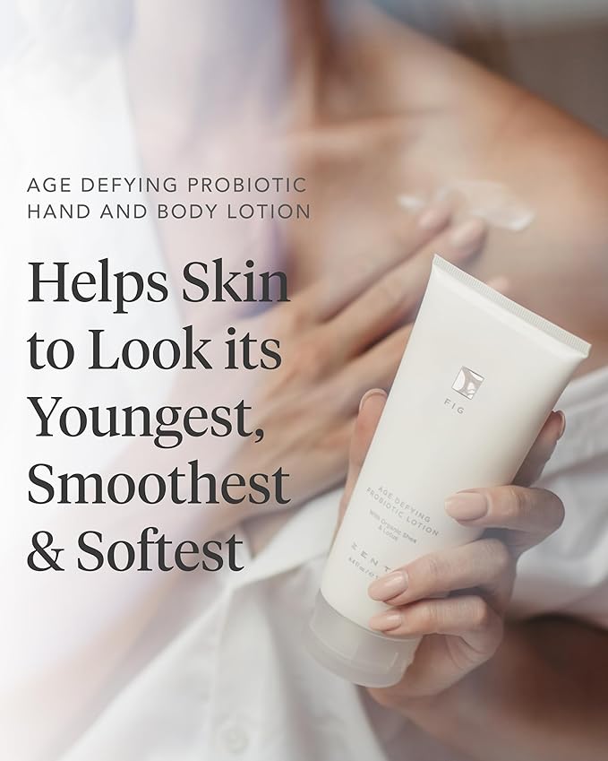 Zents Age-Defying Probiotic Body & Hand Lotion (Fig) | Moisturizing Lotion with Hyaluronic Acid & Organic Shea Butter | Nourishes & Hydrates Skin | 6.4 fl oz