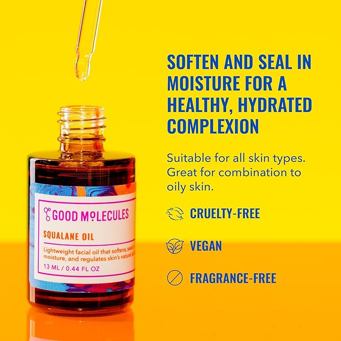 Good Molecules Squalane Oil - 100% Natural Squalane Oil Non-Greasy Moisturizer for Face, Skin, and Hair - Skin Firming, Ultra Hydrating Facial Skin Care