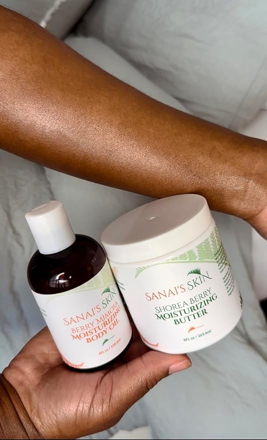 Sanai's Skin Moisturizing Body Butter | Shorea Berry Moisturizing Butter | Moisturizing & Nourishing for Normal to Eczema Skin | Shea Butter, Shorea Butter, Sweet Almond Oil - 8 oz