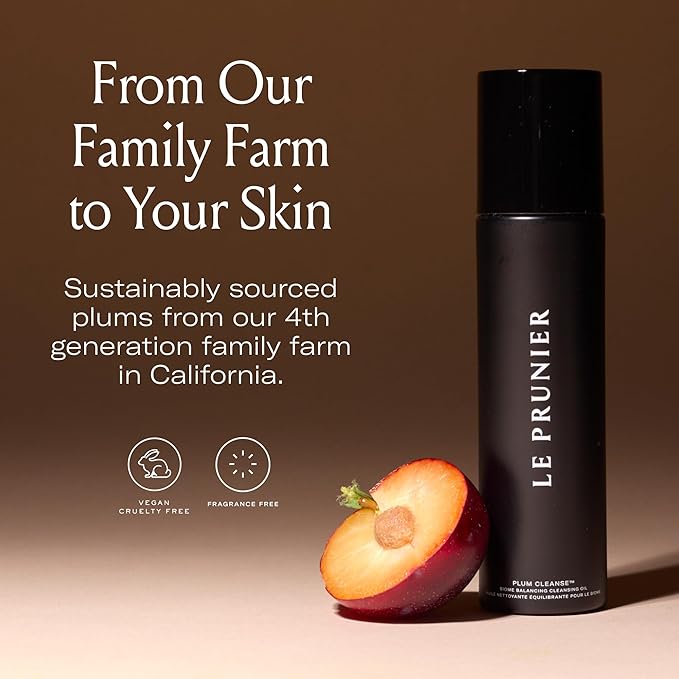 Le Prunier Plum Cleanse™ Biome Balancing Cleansing Oil | Oil-to-Lather Cleansing Oil Face Cleanser & Makeup Remover | Daily Face Wash for Sensitive Skin | Clean Vegan Cruelty-Free Skincare | 3.4 fl oz
