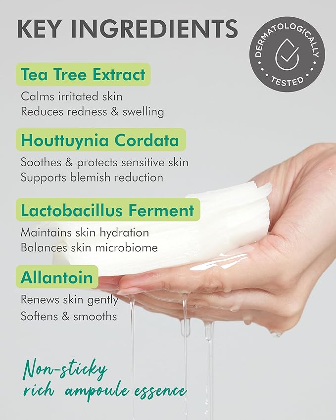DERMAL Seoul Face Tea Tree & Heartleaf 5-Min Daily Sheet Mask 36 Count Bulk, Korean Calming Pull-Out Dispenser with Tweezers, Lactobacillus Oil Control Face Mask for Redness Oily Acne-Prone Skin