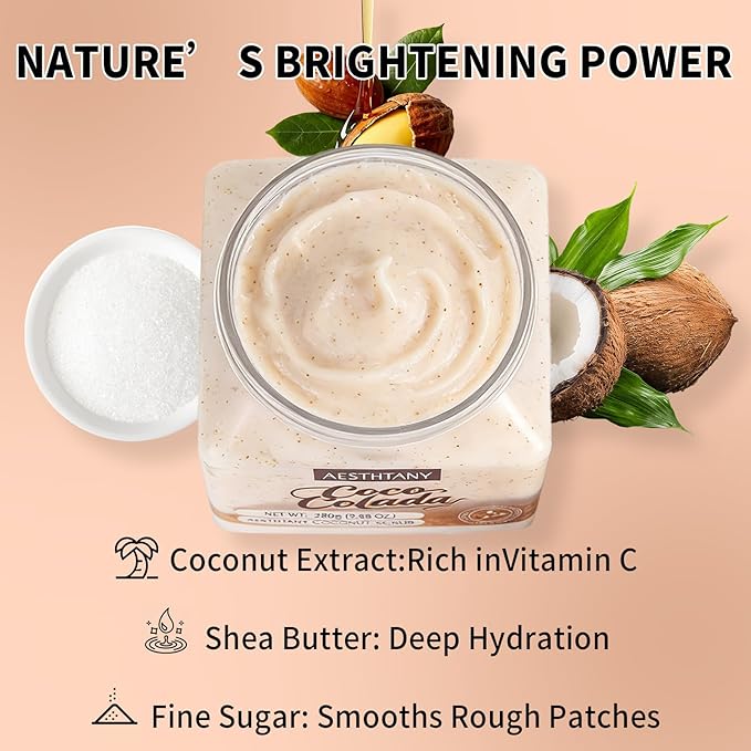Coconut Body Scrub & Body Scrub Moisturizing and Exfoliating Body, Face, Hand, Foot Scrub,Deep Cleansing 350ml (280g, coconut)