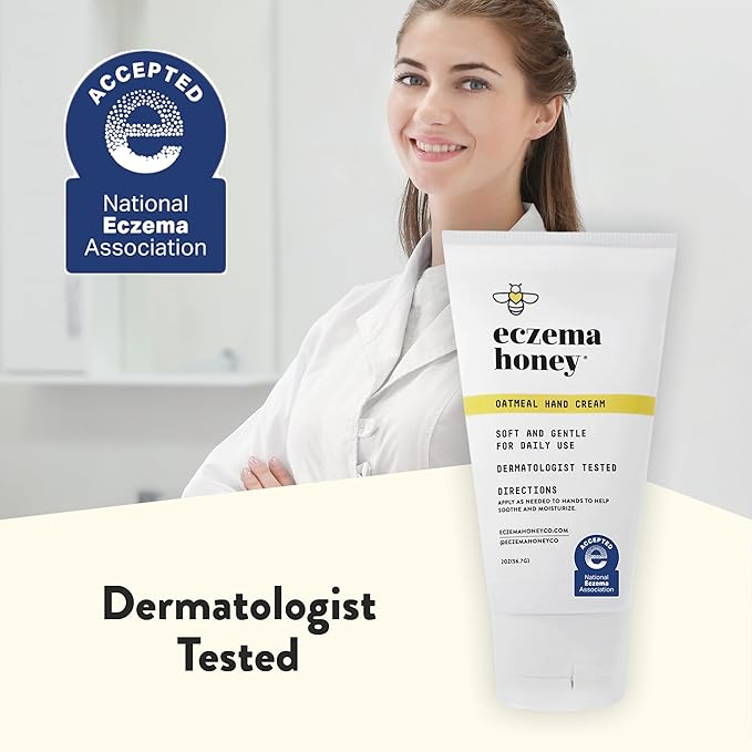 ECZEMA HONEY Oatmeal Hand Cream - Natural Hand & Body Lotion for Eczema Rash Relief - Eczema Cream for Dry, Itchy, Sensitive, & Irritable Skin (2 Oz) (Pack of 2)