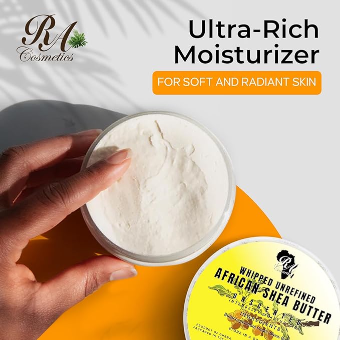 RA Cosmetics Pure Shea Butter, Unscented - 12oz | 100% Pure and Natural African Shea Butter for Men & Women - Handcrafted Moisturizer with Essential Vitamins for Radiant Skin, Thicker Hair & Soft Lips