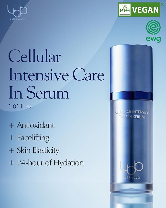 LBB Cellular Intensive Care In Serum - Vegan Antioxidant Lifting Face Serum - Improves Skin Elasticity, 24h Lasting Moisturizing - Tangerine Cellular Water, Ectoine, Peptides, 1.01 fl.oz.