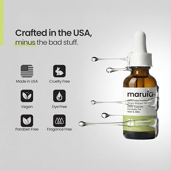 natural outcome Marula Oil 100% Pure Cold-Pressed Moisturizer for Face, Hair & Body - Lightweight Anti-Aging & Hydrating Facial Oil, 1 oz