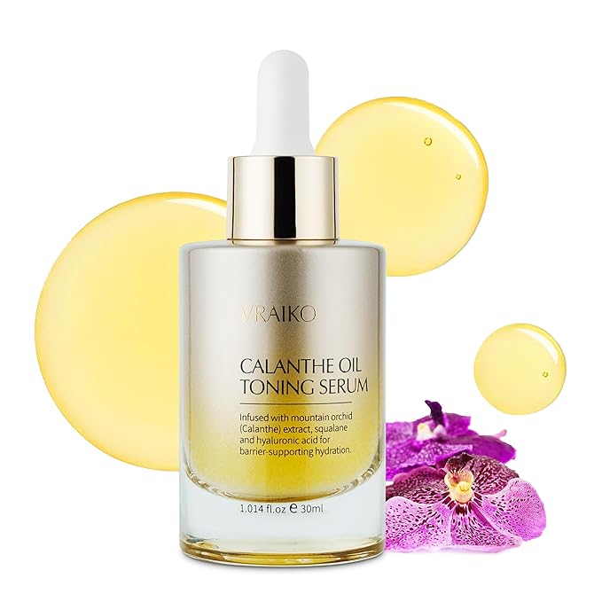 VRAIKO Gua Sha Face Oil Serum | 1st High-Altitude Calanthe Orchid Product | Detox, Plump, Anti-Oxidant, Soothing | Alpine Botanic, Cruelty Free, Natural, 1 fl oz