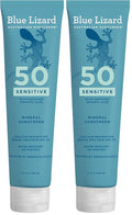 BLUE LIZARD Mineral Sunscreen, SPF 50+, Tube, Zinc Oxide | Water Resistant | Fragrance Free | For Sensitive Skin | 5 Fl Oz Pack of 2