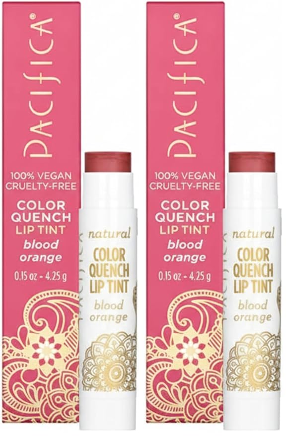 Pacifica Tinted Lip Balm – Blood Orange Flavor – Sheer Hydrating Balm with Coconut Oil & Cocoa Butter – Vegan, Cruelty-Free, Dermatologist Tested – 0.15 oz (Pack of 2)