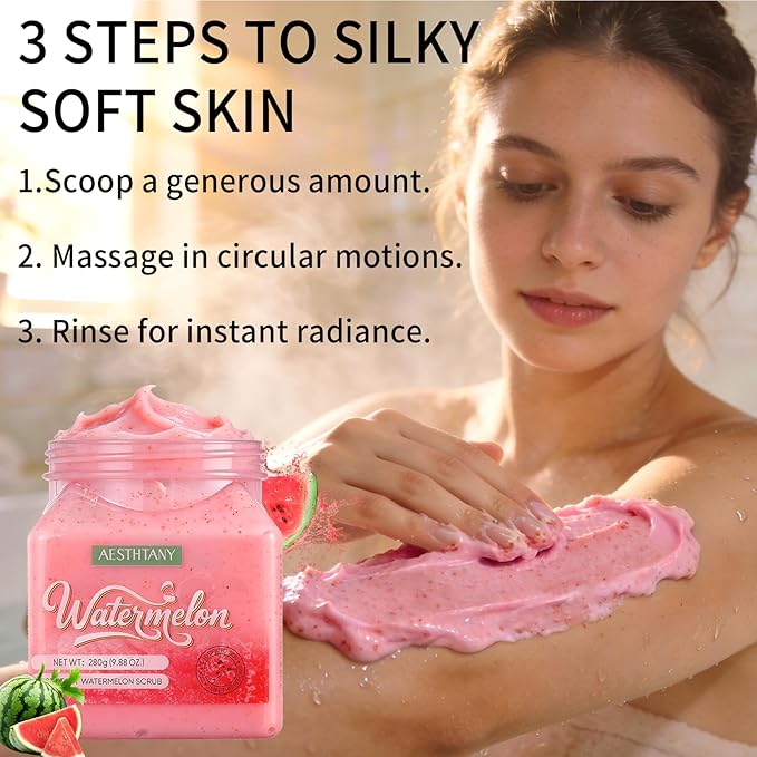 Strawberry Sugar Body Scrub, Gentle Exfoliating Body Scrub for Dry Rough Skin, Moisturizing Body Polish with Sweet Strawberry Scent for Soft Smooth Skin