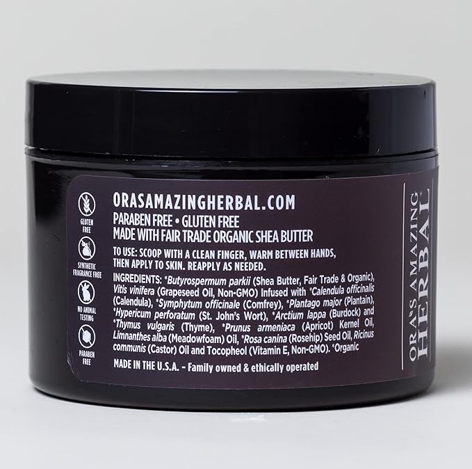 Ora's Amazing Herbal Ultra Healing Body Butter, Intensive Unscented Moisturizer For Dry Skin, Fragrance Free Skin Cream, 1 oz