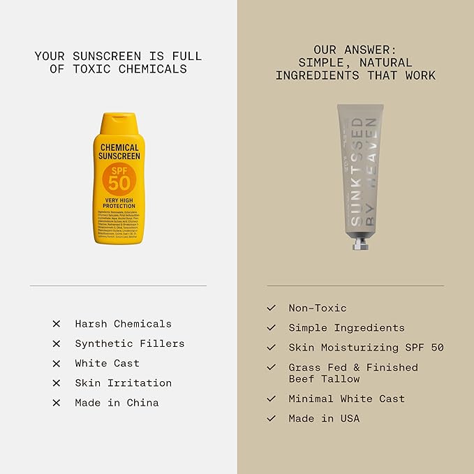 Jay Alvarrez Beef Tallow Sunscreen SPF 50 – Grass-Fed Tallow & Zinc Oxide Mineral Sunscreen, No White Cast, Water Resistant Face & Body Sunblock | 3 oz