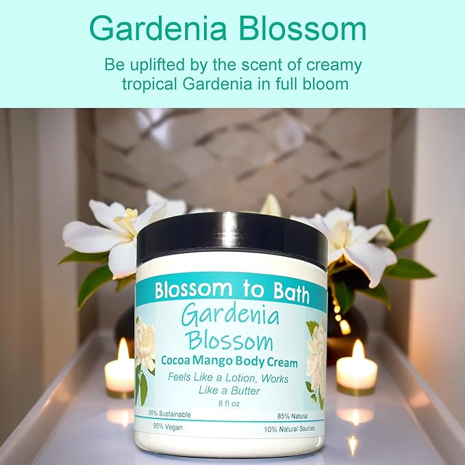 Gardenia Blossom Cocoa Mango Body Cream (8 Ounce) - Phthalate Free Fragrance - Feels Like A Lotion And Works Like A Butter with a Rousing Floral Scent