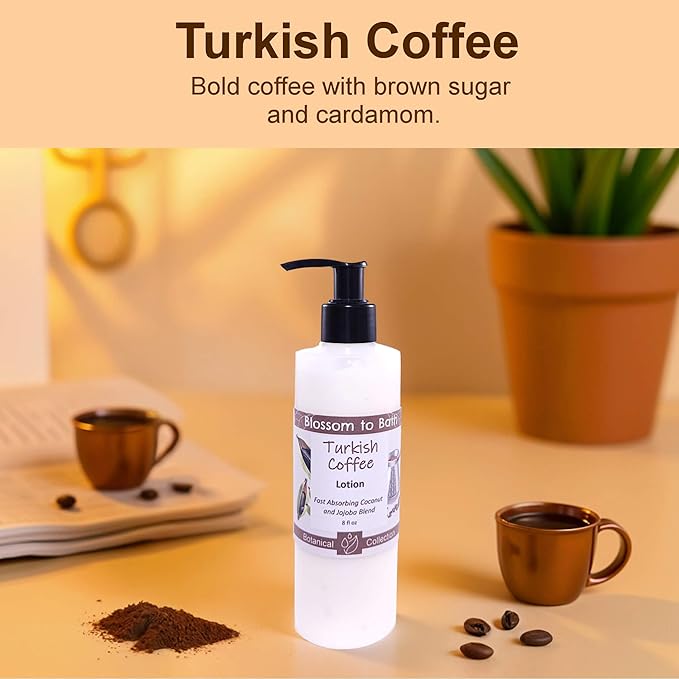 Blossom to Bath Turkish Coffee Lotion (8 Ounce) - Natural Fragrance - Absorbs Quickly with a Sweetly Rich And Spicy Scent