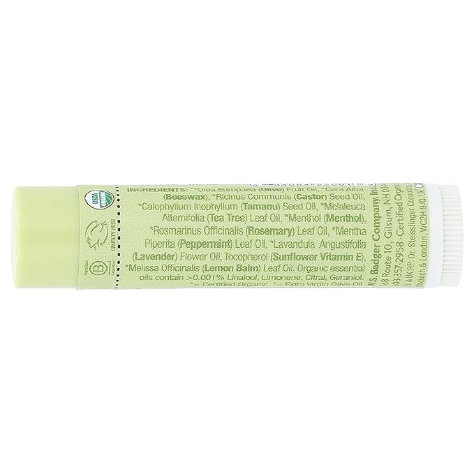 BADGER Organic Tea Tree Lemon Lip Balm, 0.15 OZ