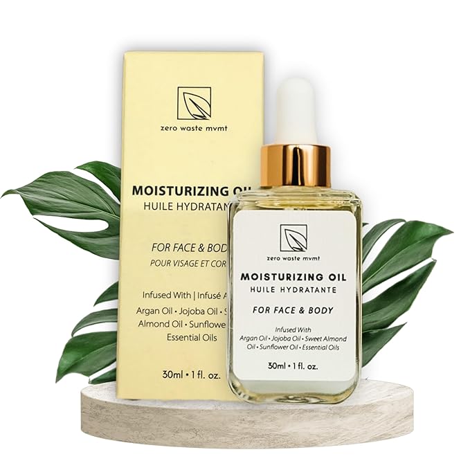 Moisturizing Oil for Face and Body – 100% Plant-Based, Vegan, and Cruelty-Free – Hydrating Blend with Argan, Jojoba, and Sweet Almond Oil – Plastic-Free Packaging – 30ml