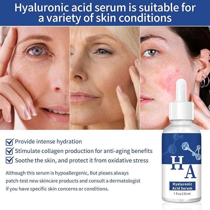 ABOTE 2.3% Hyaluronic Acid Facial Serum Moisturizing for Face Plump Skin Moisturizing Moisturize Smoothes Wrinkles (3 Pack 1FL.OZ|30ml Each)