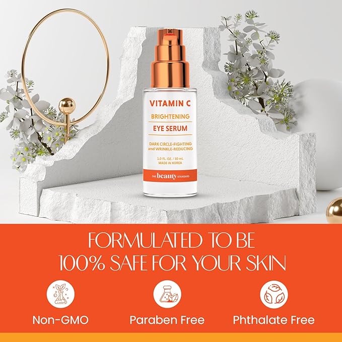 Vitamin C Under Eye Serum - Anti-Aging, Reduces Eye Bags, Puffiness, Dark Circles & Wrinkles - Dermatologist Tested, Korean Skin Care - 1 oz / 30 ml (2 Pack)