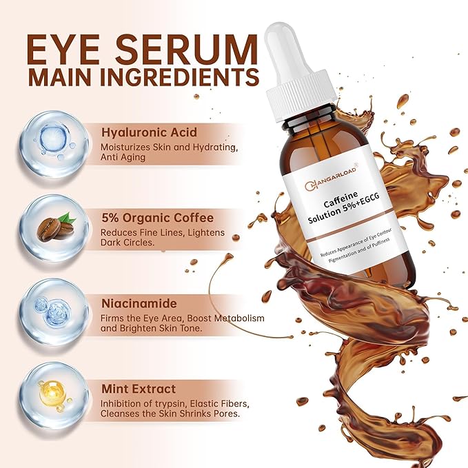 Caffeine Solution 5% + EGCG Eye Serum for Skin Care Caffeine Eye Serum Reducing Puffiness and Dark Circles 30ml