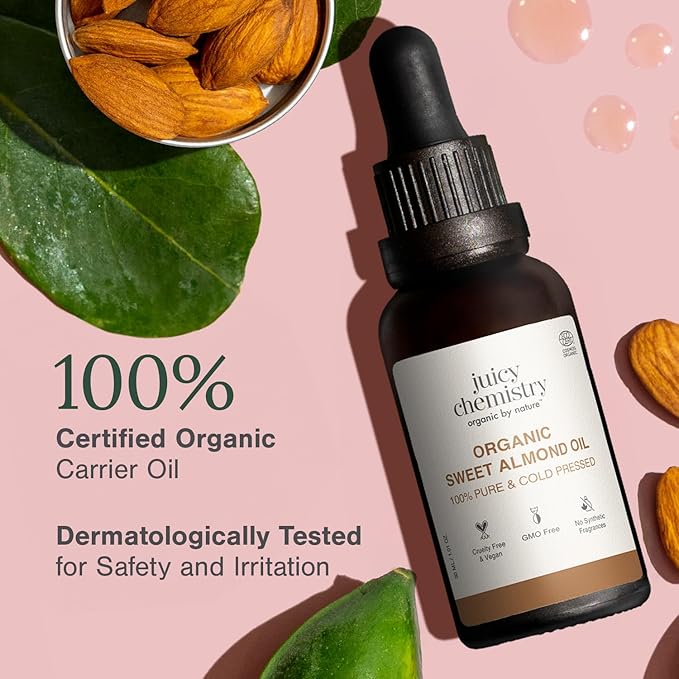Juicy Chemistry - Certified Organic 100% Natural Carrier Oil w/Cold Pressed Sweet Almond for Radiant Skin (30ml)