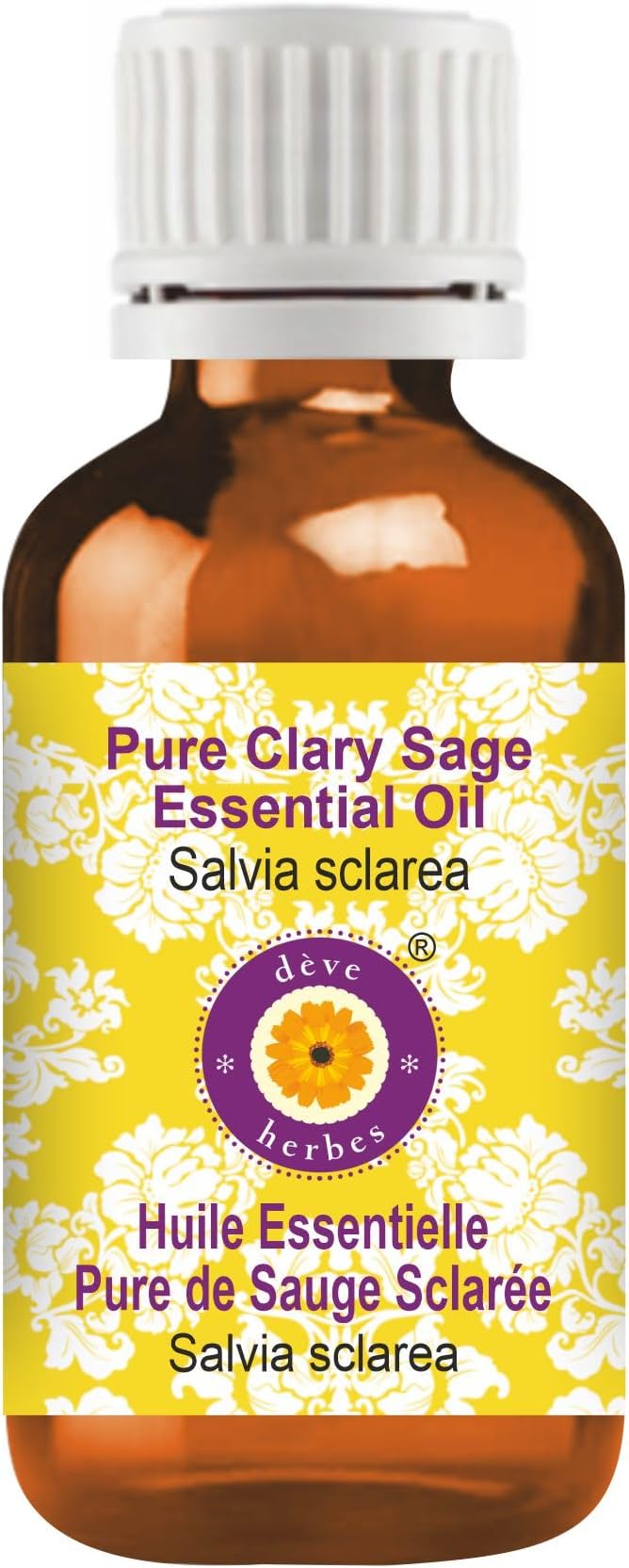 Deve Herbes Pure Clary Sage Essential Oil (Salvia sclarea) Steam Distilled 50ml (1.69 oz)