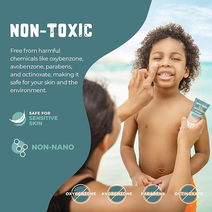 Happy Ocean Kids Mineral Sunscreen SPF 45 – Reef Safe, Non-Toxic Sunscreen for Kids, Non-Greasy Zinc Oxide, Travel Size, Water Resistant, Face & Body