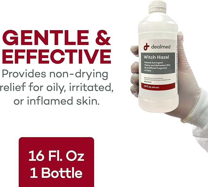 Dealmed Witch Hazel, 16 oz. | Natural Astringent Cleans and Refreshes Skin | No Artificial Fragrance or Dyes (Pack of 3)