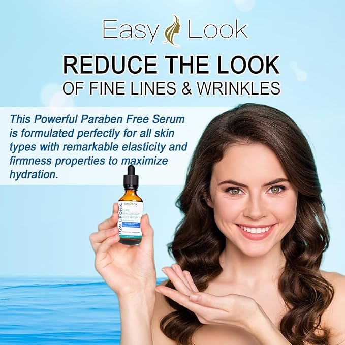 Pure Hyaluronic Acid Serum for Face Anti Aging, Fine Lines, Dark Spots, & Dry Skin 2 oz