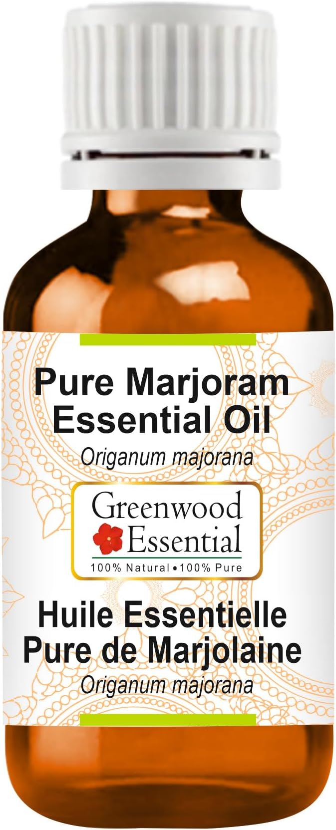 Greenwood Essential Marjoram Essential Oil (Origanum majorana) Pure | Non-Sticky | Non-Greasy | Lightweight | Men & Women | All Skin Types | Steam Distilled 10ml (0.33 oz)