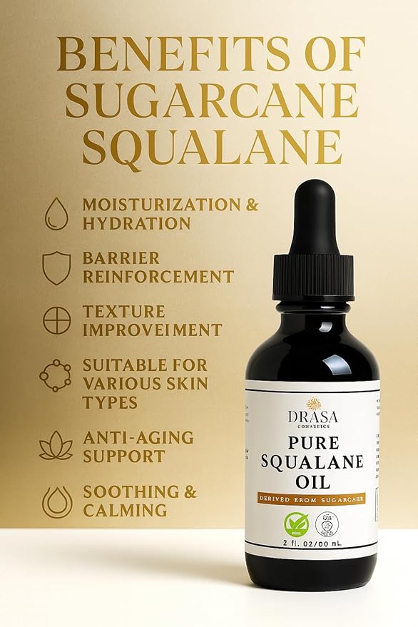 Pure Squalane Oil Moisturizer with 100% Sugarcane Derived Squalane for Face, Body, Skin and Hair - Face Oil 2 fl. oz.