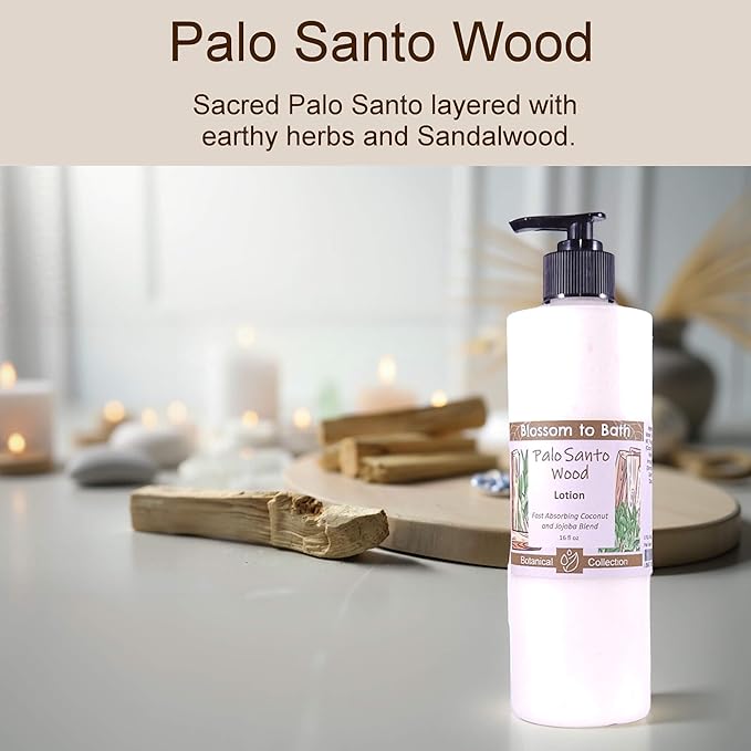 Blossom to Bath Palo Santo Wood Lotion (16 ounce) - Natural Fragrance - Absorbs Quickly with a Spa Inspired Herbal Scent