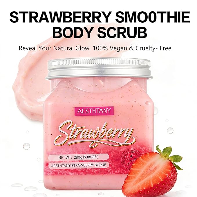 strawberry Body Scrub & Body Scrub Moisturizing and Exfoliating Body, Face, Hand, Foot Scrub,Deep Cleansing (280g, strawberry)