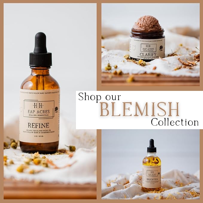 Facial Oil for Dry, Sensitive, Oily, Acne-prone/Mature skin–Organic Squalane oil Infused with Calendula & Chamomile & White Willow Bark–Hydrating, Gentle, Soothing, Refining, Radiant skin (REFINE)