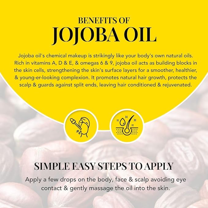Jojoba Oil Organic Cold Pressed 3.3 oz-USDA Certified 100% Pure Organic for Hair Face Body Skin Natural Moisturizer Hexane-Free Reduce Stretch Marks Vitamin E Carrier Oils Christmas Gifts