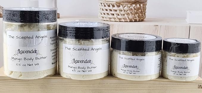 TSA Handmade Whipped Mango Lavender Body Butter Cream, Luxury Body Lotion for Dry Skin, Daily Moisturizing Shea Butter, Sunflower Oil, Mothers, Fathers, Women, Men, Teens, 4.5 oz Jar