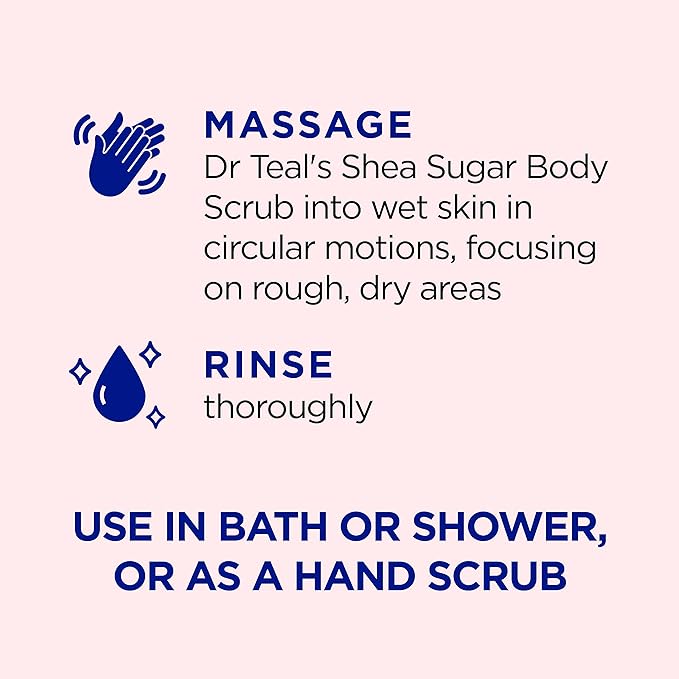 Dr Teal's Shea Sugar Body Scrub, Rose with Essential Oil, 19 oz (Pack of 3)
