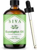 Siva Eucalyptus Essential Oil - 4 Fl Oz – 100% Natural Eucalyptus Oil - for Diffuser, Face, Skin Care, Aromatherapy, Hair Care, Scalp and Body Massage - with Dropper