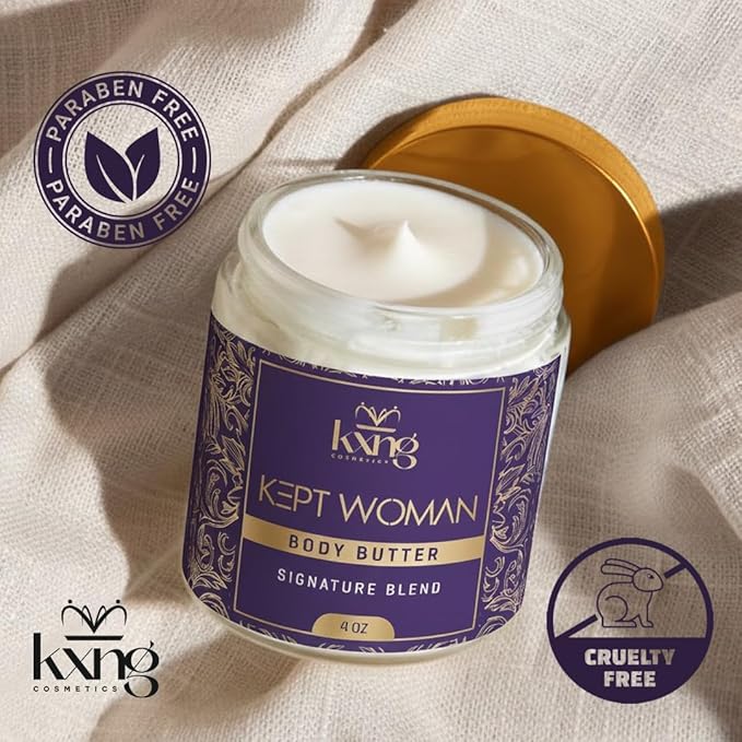 KXNG Cosmetics Luxury Shea Body Butter – 4oz | Deep Moisturizing Body Cream for Women | Butter with Shea, Cocoa, Mango & Coconut Oil | Ideal For Hands, Feet & All Skin Types – Kept Woman