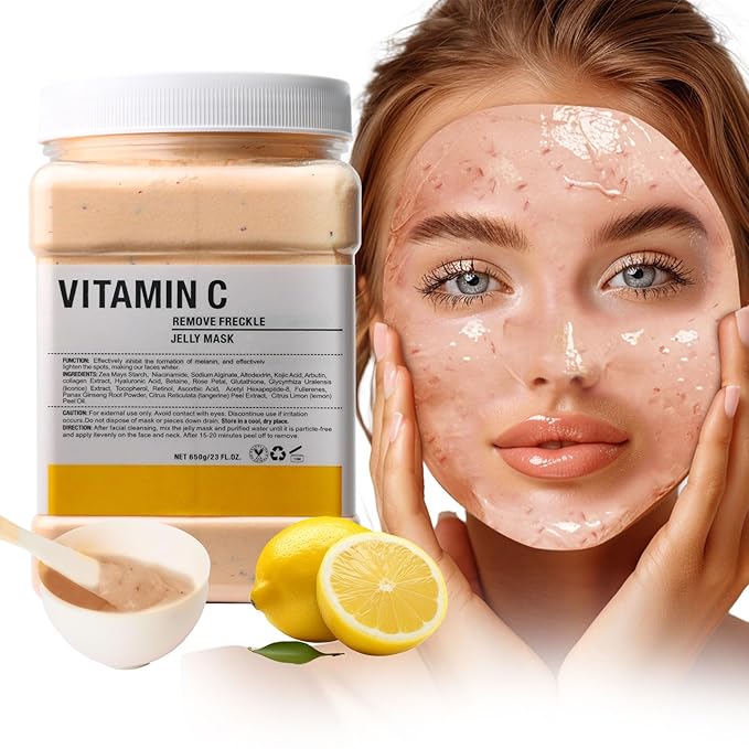 Vajacial Hydro Jelly Mask Powder for Face, Jelly Mask for Facials Professional, Jelly Facial Mask for Teens and Women. Jelly face mask. (Vitamic C)