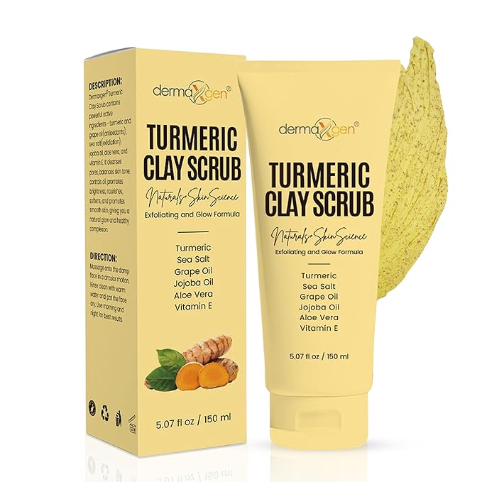 Turmeric Clay Scrub – Exfoliate, Brighten, and Refresh Your Skin with Turmeric. Achieve a Smooth, Radiant Complexion by Removing Dead Skin Cells and Impurities for a Natural Glow 5.07 Fl oz.