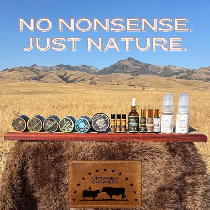 Untamed Organics Pure Tallow Lip Balm | 100% Grass-Fed Beef Tallow and Organic Beeswax | Moisturizing Lip Care for Dry, Chapped Lips | Hypoallergenic, Fragrance-Free | Handcrafted in USA | 4-Pack
