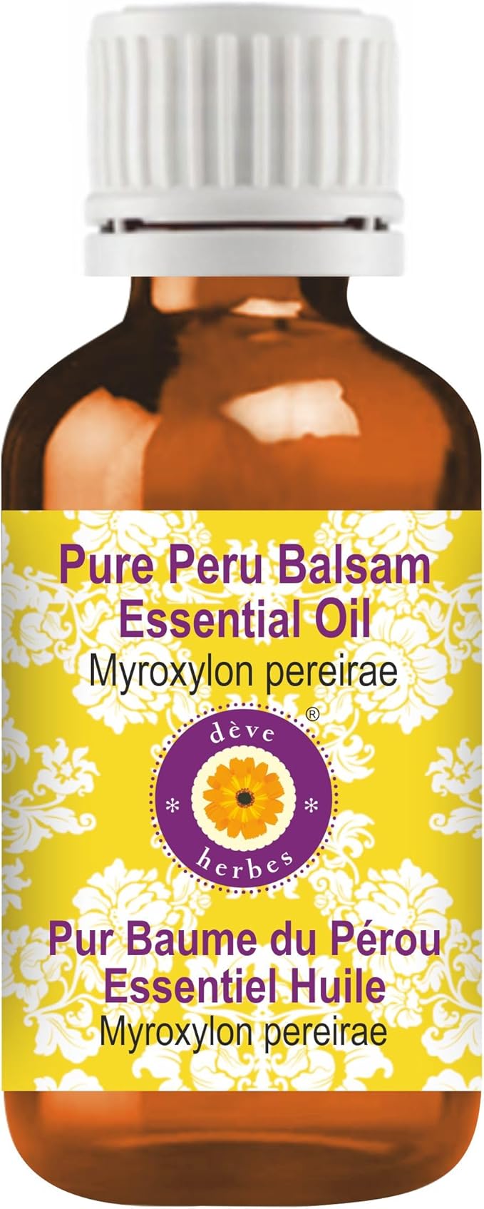 dève herbes Peru Balsam Essential Oil (Myroxylon pereirae) Pure | Viscous Texture | Rich Aroma | Unisex | All Skin Types | for External Use Only | Natural Extract | Steam Distilled 30ml (1 oz)